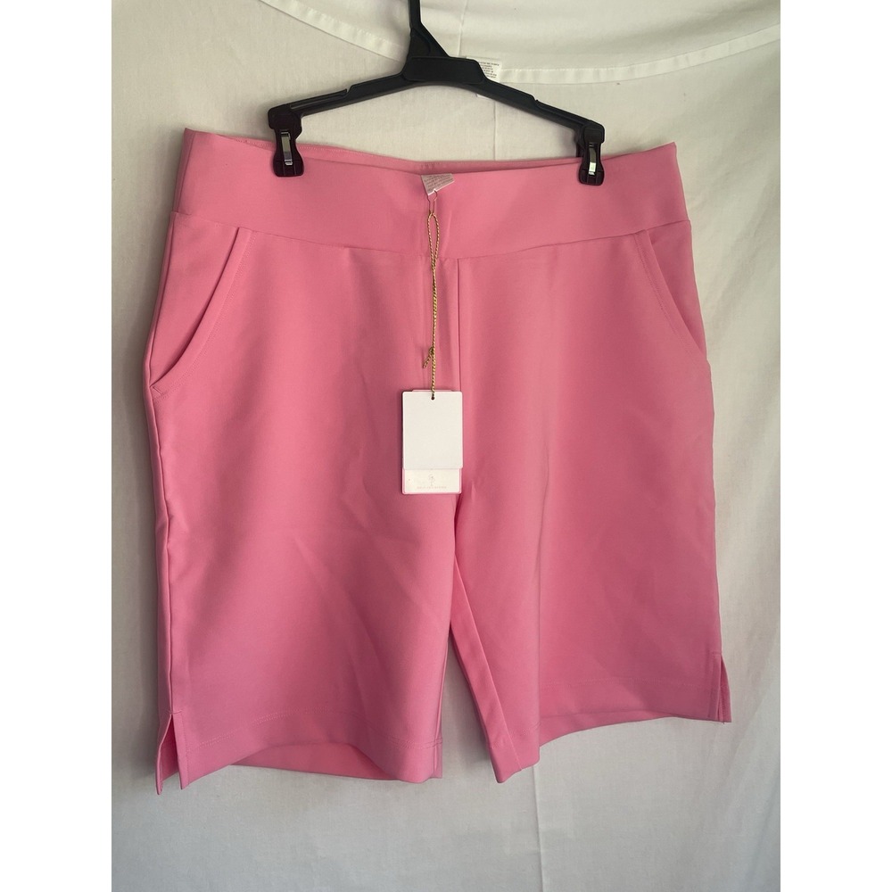 Stella Parker Golf Shorts Womens L Pink NWT Stretch Bermuda Pockets $54 MSRP